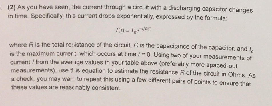 Solved (2) As you have seen, the current through a circuit | Chegg.com