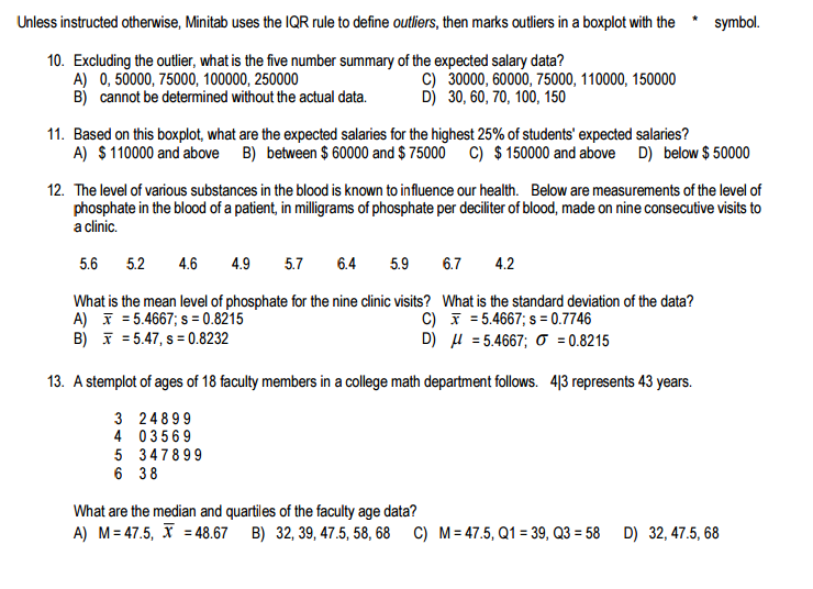 Solved Use the following boxplot to answer questions 10-11: | Chegg.com