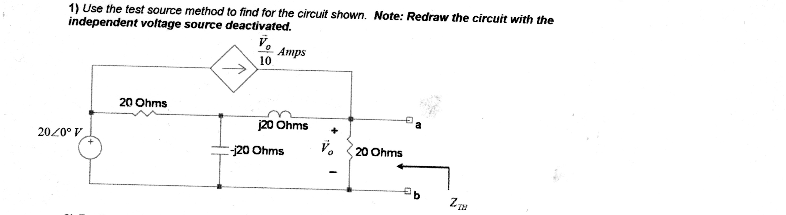 Solved use the test source method to find for the circuit chegg