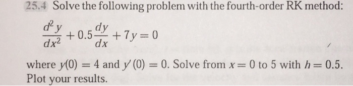 Solved Solve the following problem with the fourth-order RK | Chegg.com