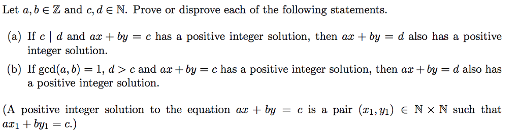 Solved Let A, B E Z And C, DE N. Prove Or Disprove Each Of | Chegg.com