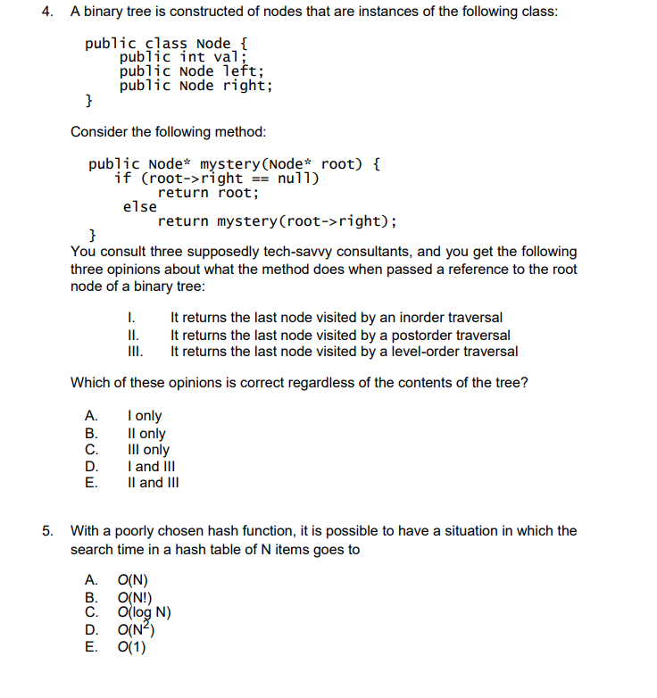 Solved Suppose that items A, B, C, D and E are pushed, in | Chegg.com