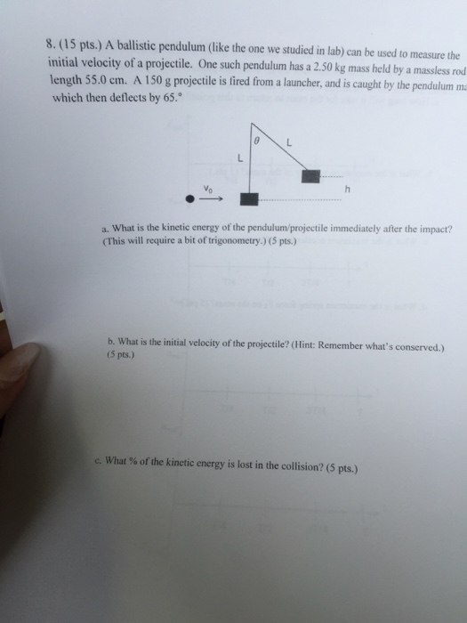 Solved A Ballistic Pendulum (like (he One We Studied In Lab) | Chegg.com