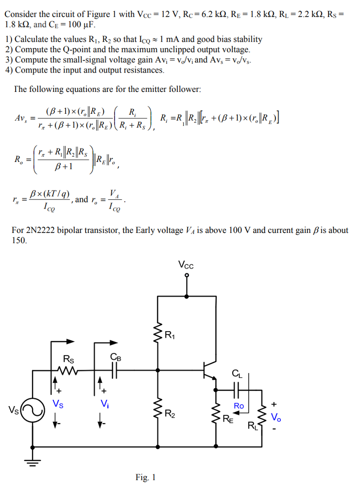 Solved Consider the circuit of Figure 1 with Voc = 12 V, Rc= | Chegg.com