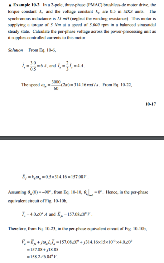 Solved The PMAC motor in Example 10-2 is driving a purely | Chegg.com