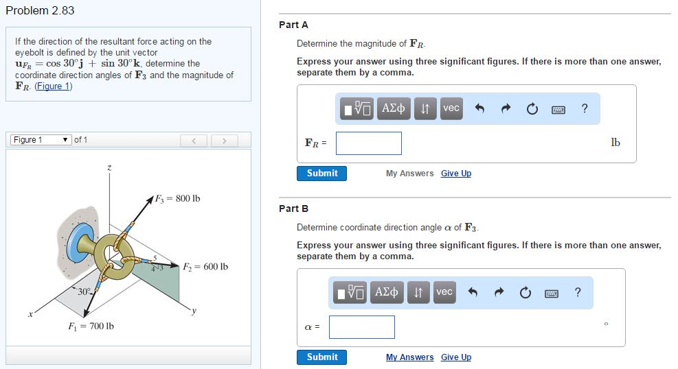 Solved Problem 2.83 Part A If the direction of the resultant | Chegg.com