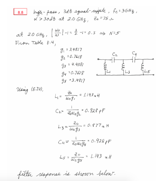 8.8 Design a high-pass lumped-element filter with a 3 | Chegg.com