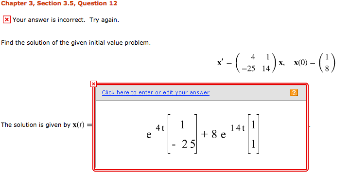 Solved Chapter 3, Section 3.5, Question 12 X Your answer is | Chegg.com