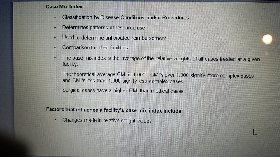 Solved Unit 6 Case Mix Index Assignment Worksheet (Use this