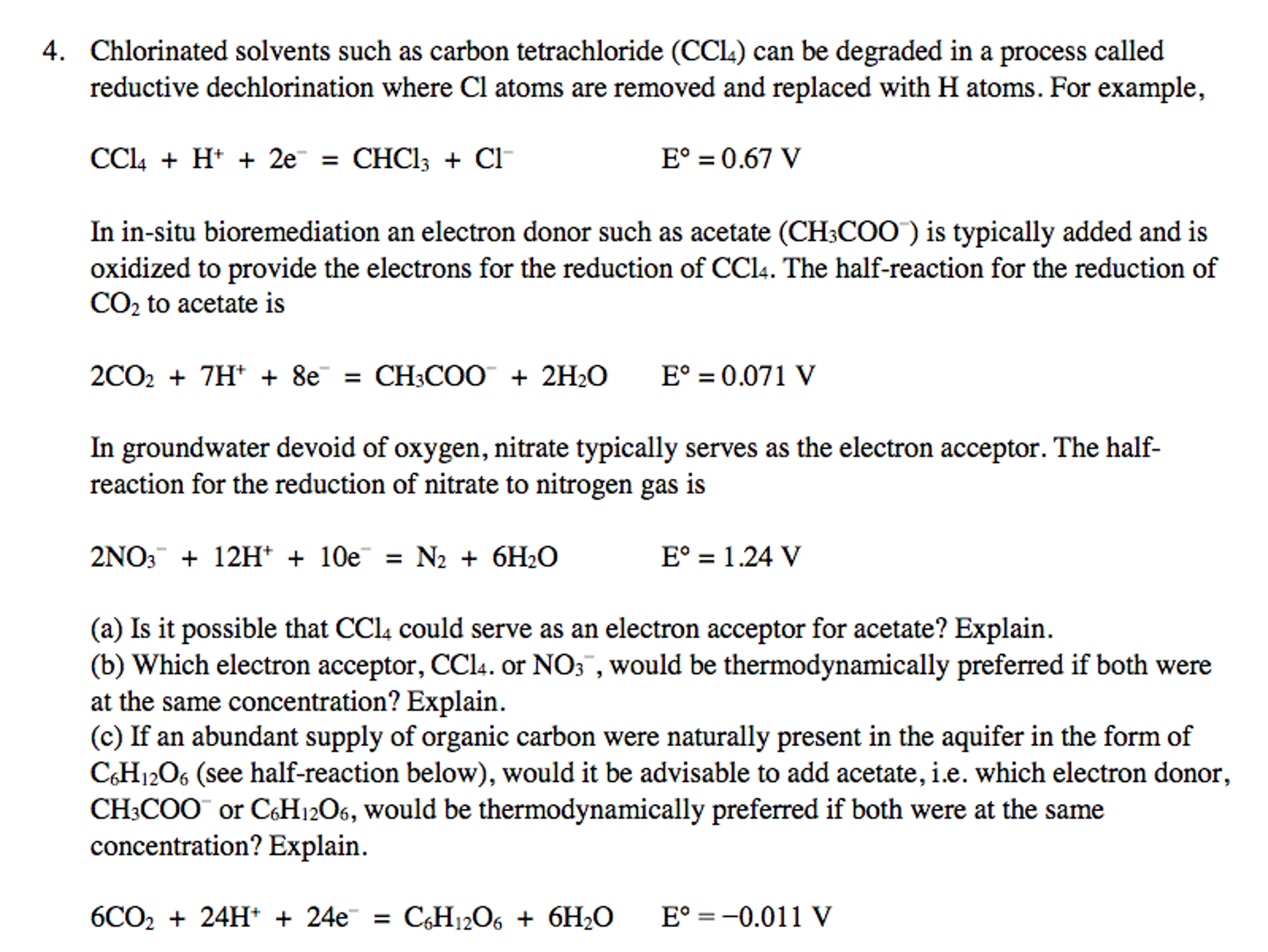 Solved Chlorinated solvents such as carbon tetrachloride