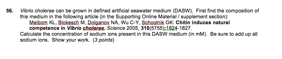 56· Vibrio cholerae can be grown in defined | Chegg.com