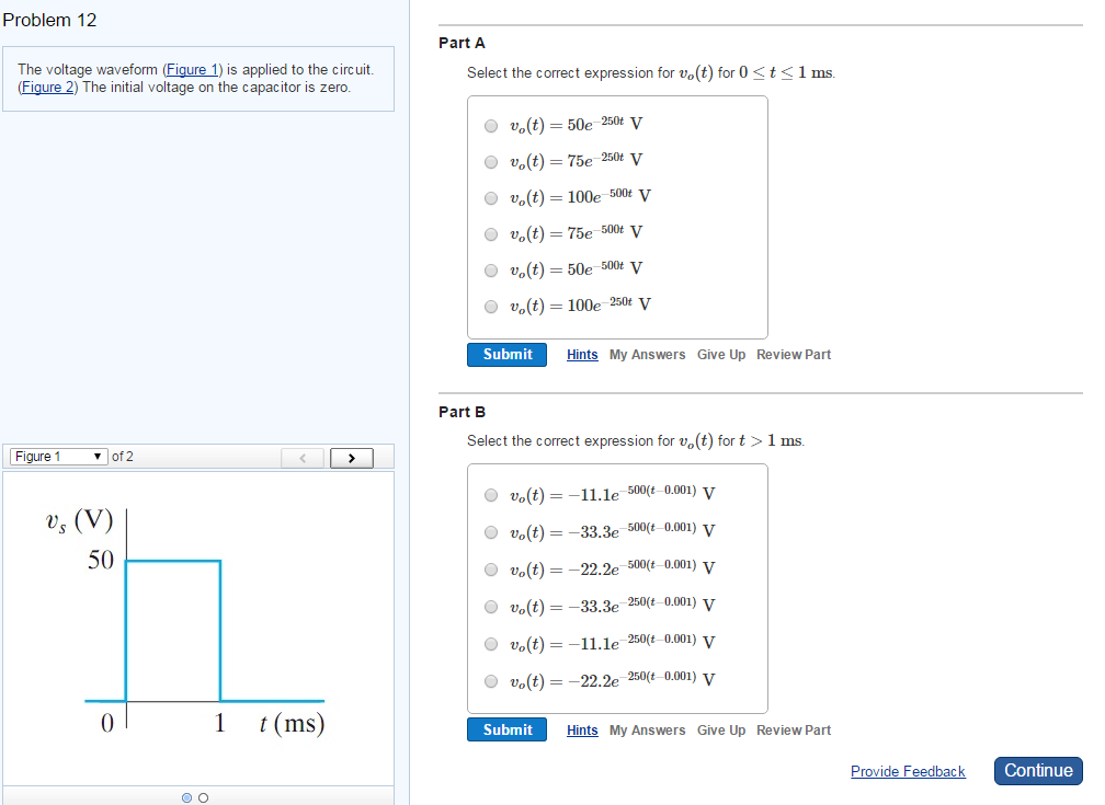 Solved The Voltage Waveform (Figure 1) Is Applied To The | Chegg.com