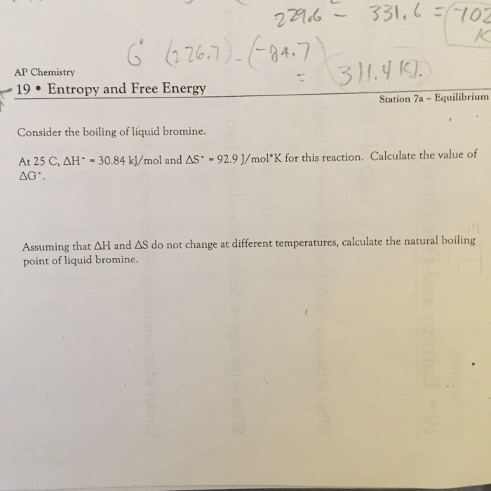 Solved Consider the boiling of liquid bromine. At 25 C,