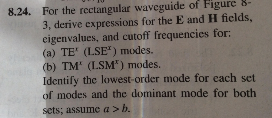 Solved 8.24. For the rectangular waveguide of Figure 8- 3, | Chegg.com