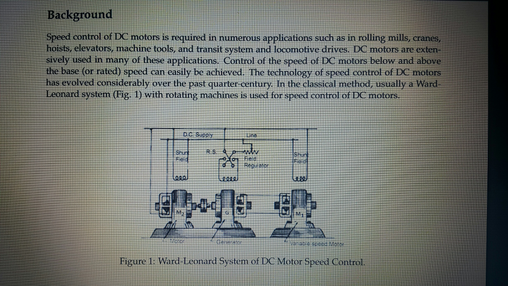 Solved Background Speed Control Of DC Motors Is Required In | Chegg.com