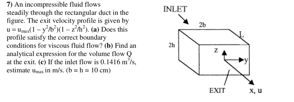 Solved 7) An incompressible fluid flows steadily through the | Chegg.com