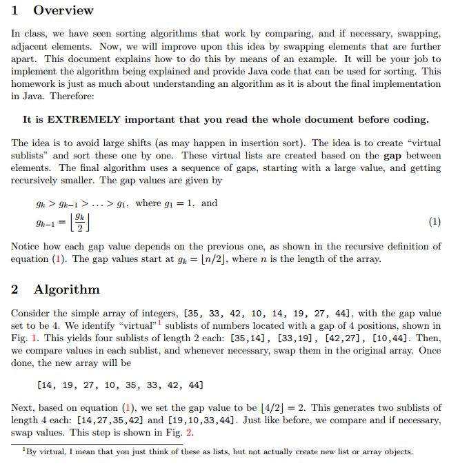 Solved 1 Overview In class, we have seen sorting algorithms | Chegg.com