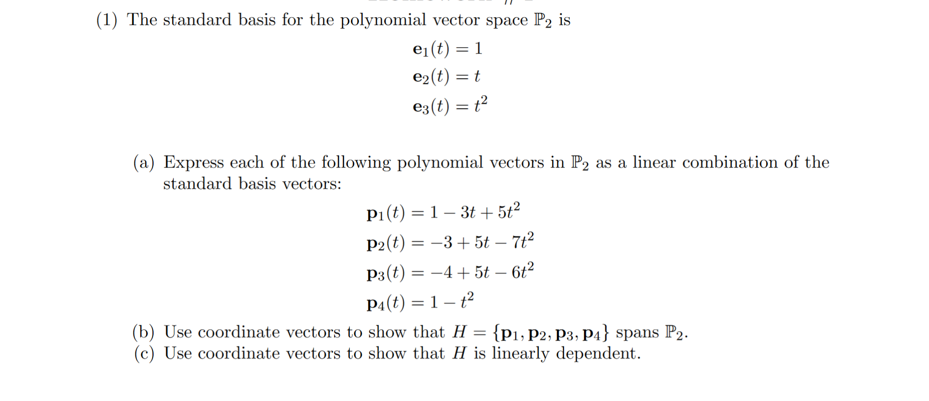 How To Find Basis Of Polynomial Vector Space