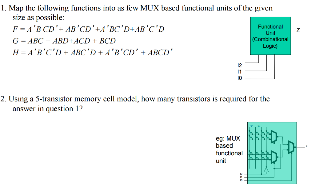Solved Map the following functions into as few MUX based | Chegg.com