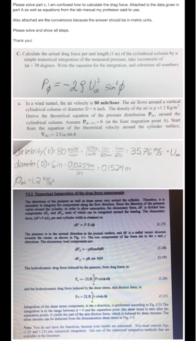 Solved Undergrad wind tunnel drag force calculation | Chegg.com