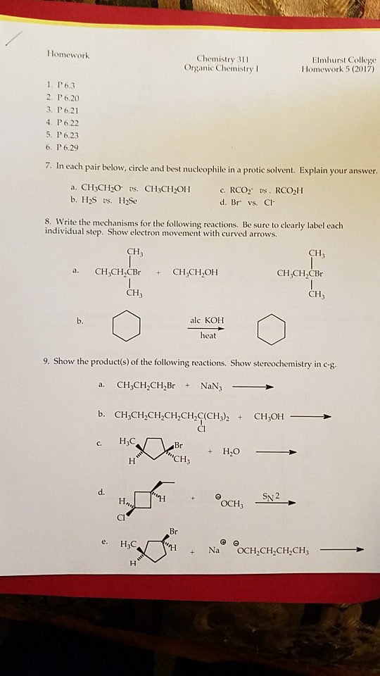 homework help organic chemistry