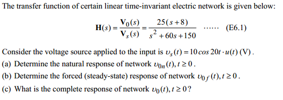 Solved The transfer function of certain linear | Chegg.com