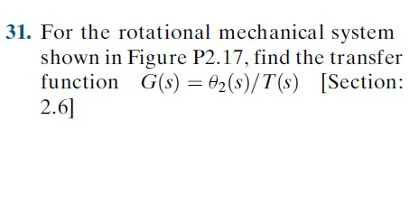 Solved 31. For the rotational mechanical system shown in | Chegg.com