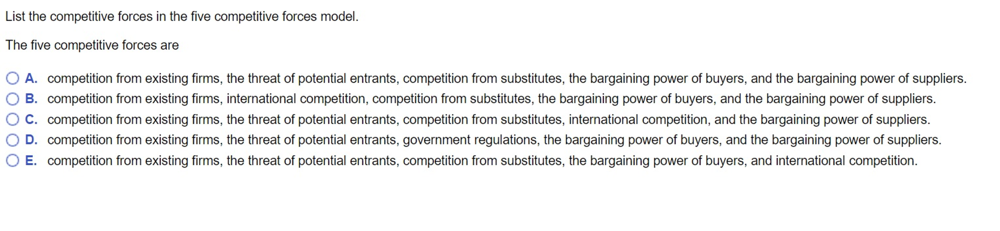 Solved List The Competitive Forces In The Five Competitive | Chegg.com