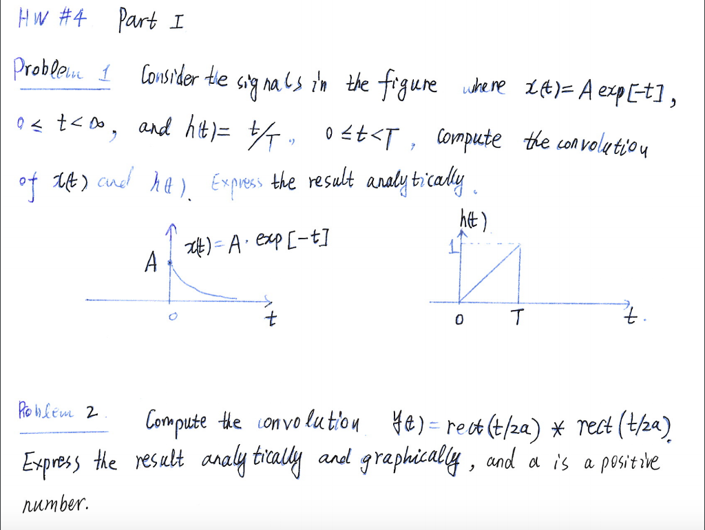 Solved Consider the signals in the figure where x(t) = A | Chegg.com