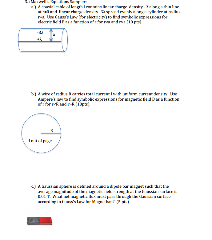 Solved 3.) Maxwell's Equations Sampler a.) A coaxial cable