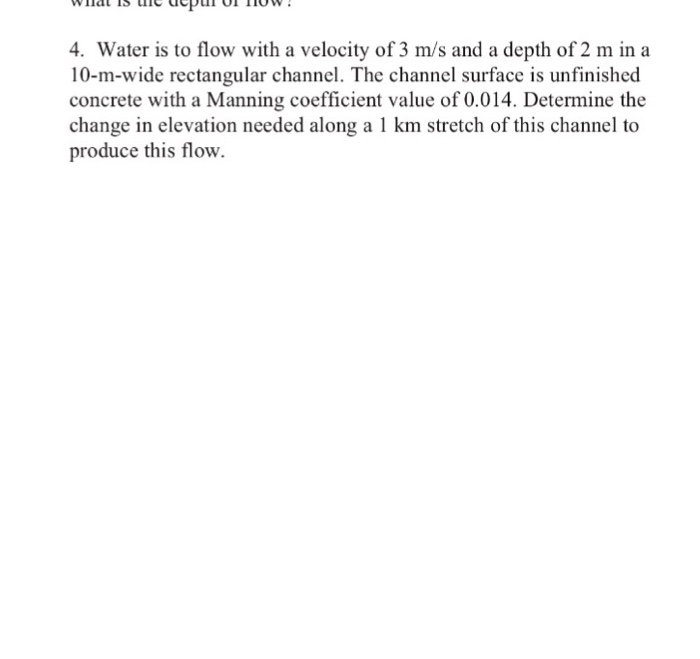 Solved Water is to flow with a velocity of 3 m/s and a depth | Chegg.com