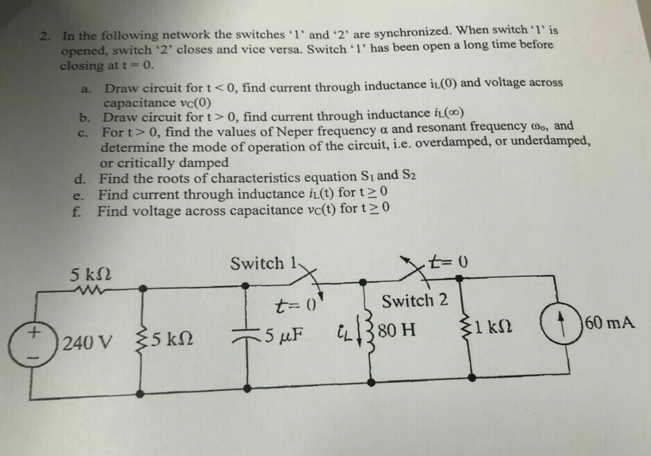 Solved When switch 1' is 2. In the following network the