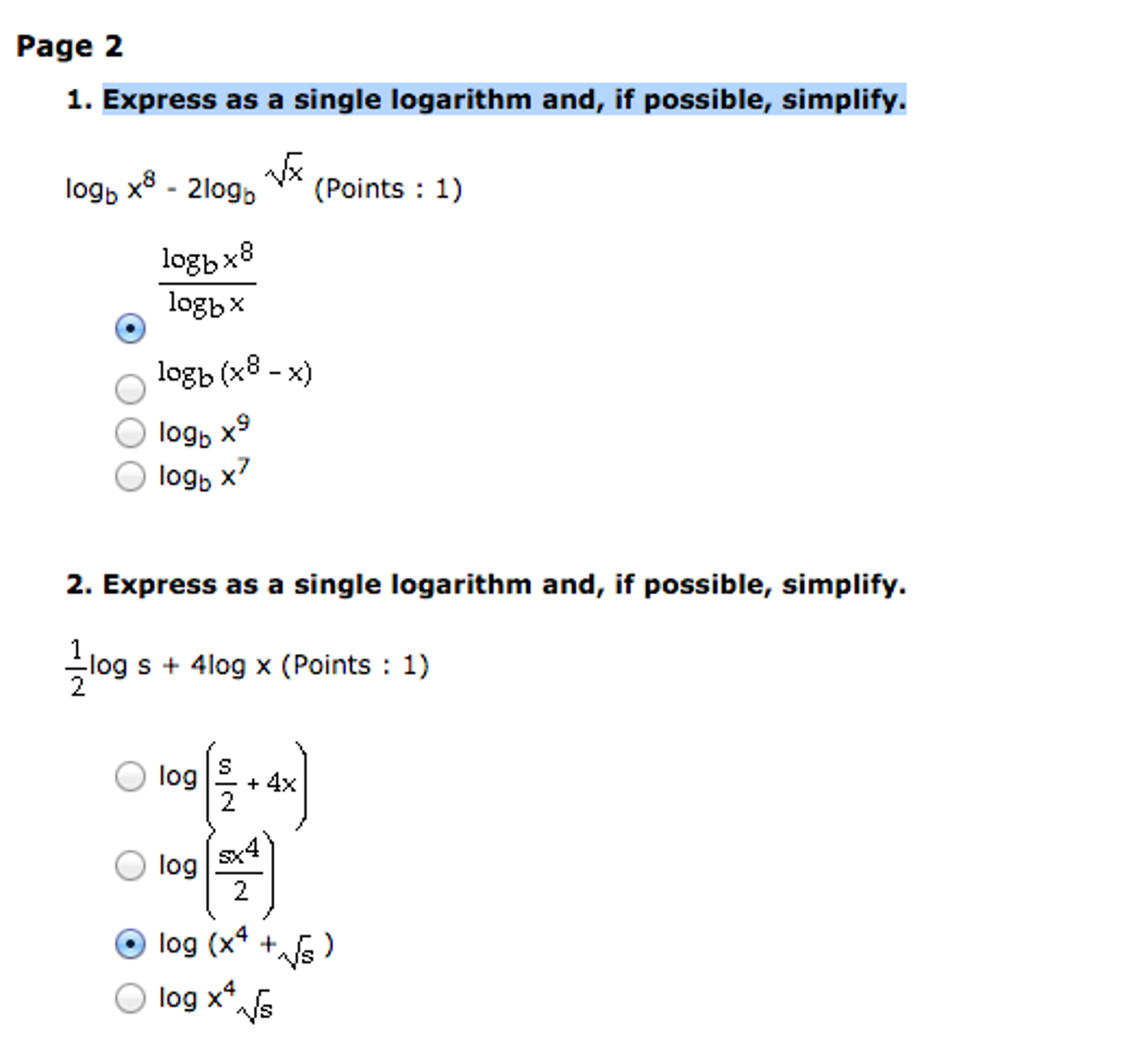 Solved Express as a single logarithm and, if possible, | Chegg.com