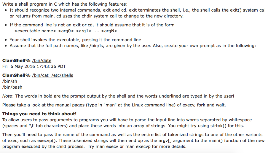 write-a-shell-program-in-c-which-has-the-following-chegg