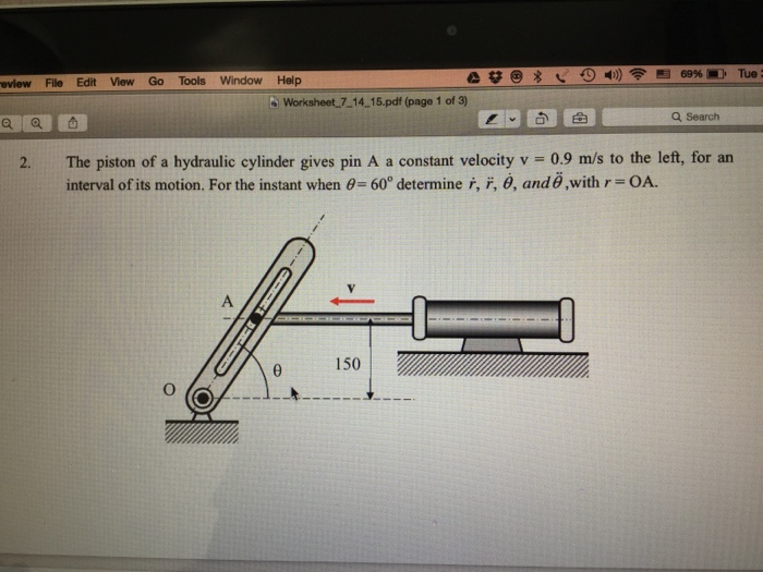 Solved The Piston Of The Hydraulic Cylinder Gives Pin A A Cheggcom
