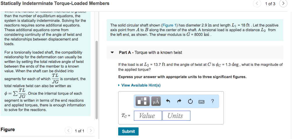 Solved Statically Indeterminate Torque Loaded Members 1 Of 3 5414