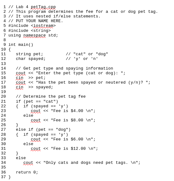 Solved 1 Lab 4 petTaqSPR 2 II This program determines the