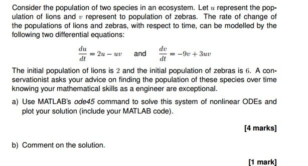 Solved Consider the population of two species in an | Chegg.com