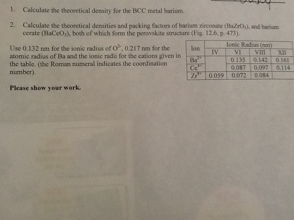 Solved Calculate the theoretical density for the BCC metal | Chegg.com