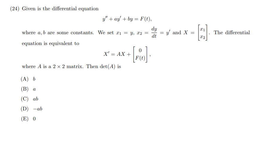 Solved (24) Given is the differential equation ,