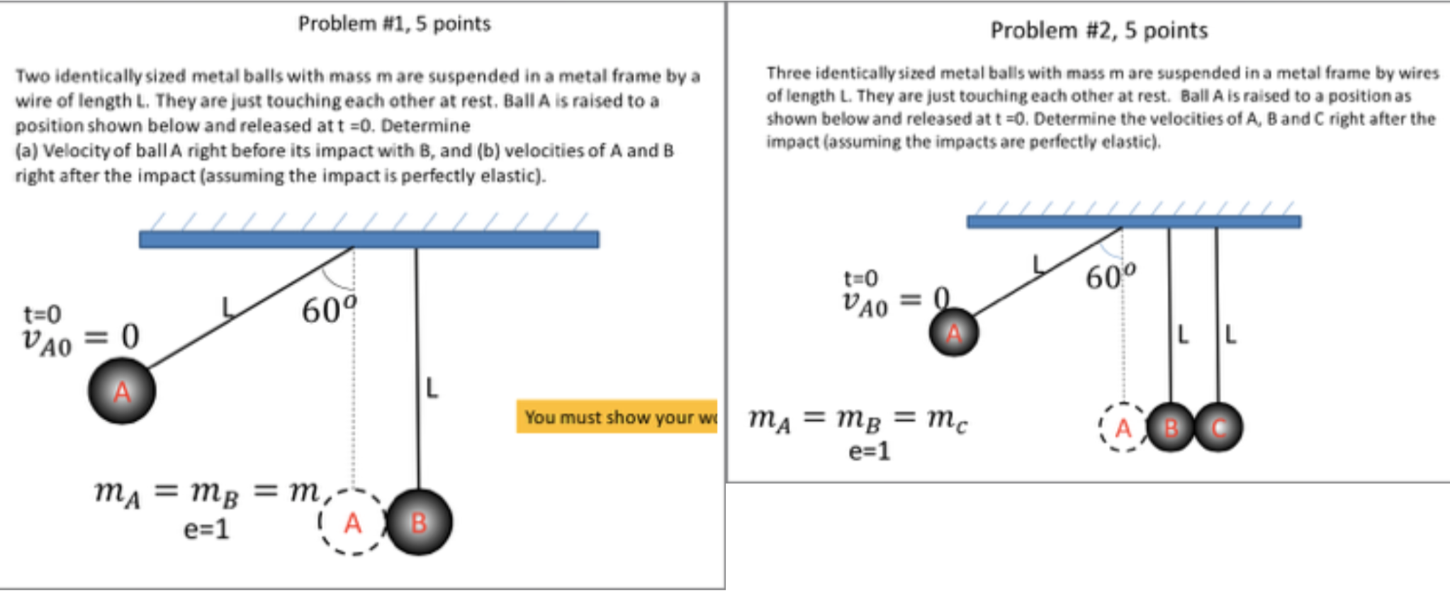 Solved Two Identically Sized Metal Balls With Mass M Are 