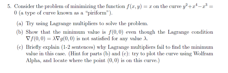 Solved Consider The Problem Of Minimizing The Function F(x, | Chegg.com