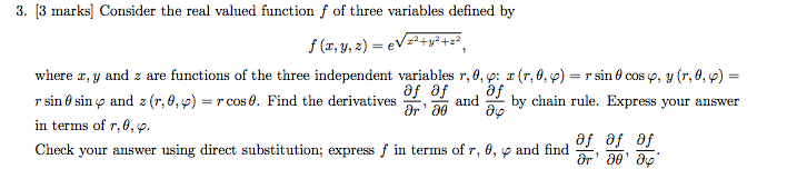 Solved Consider the real valued function f of three | Chegg.com