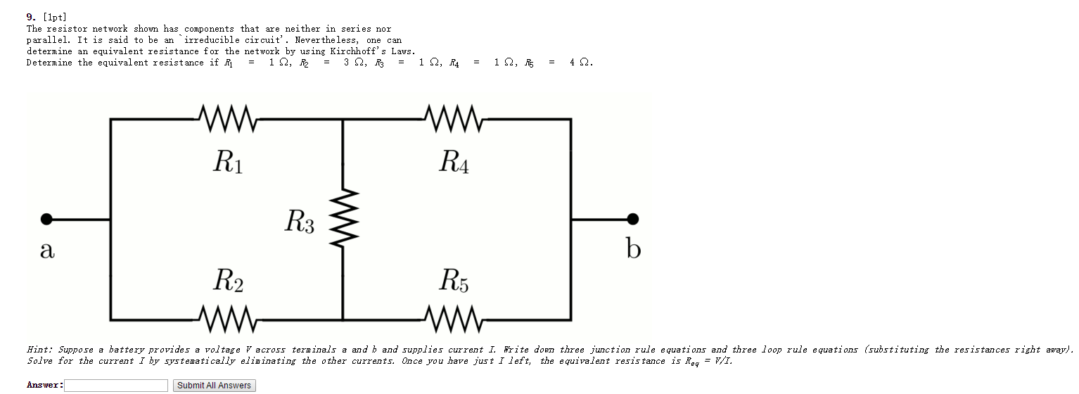 Solved The resistor network shown has components that are