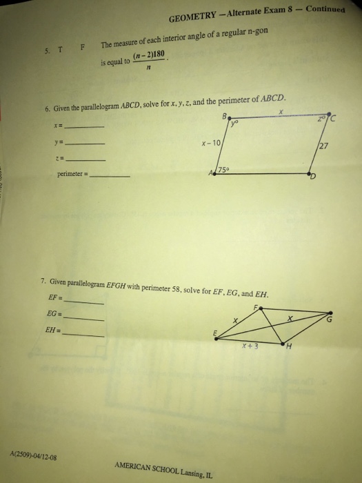 Solved The measure of each interior angle of a regular ngon