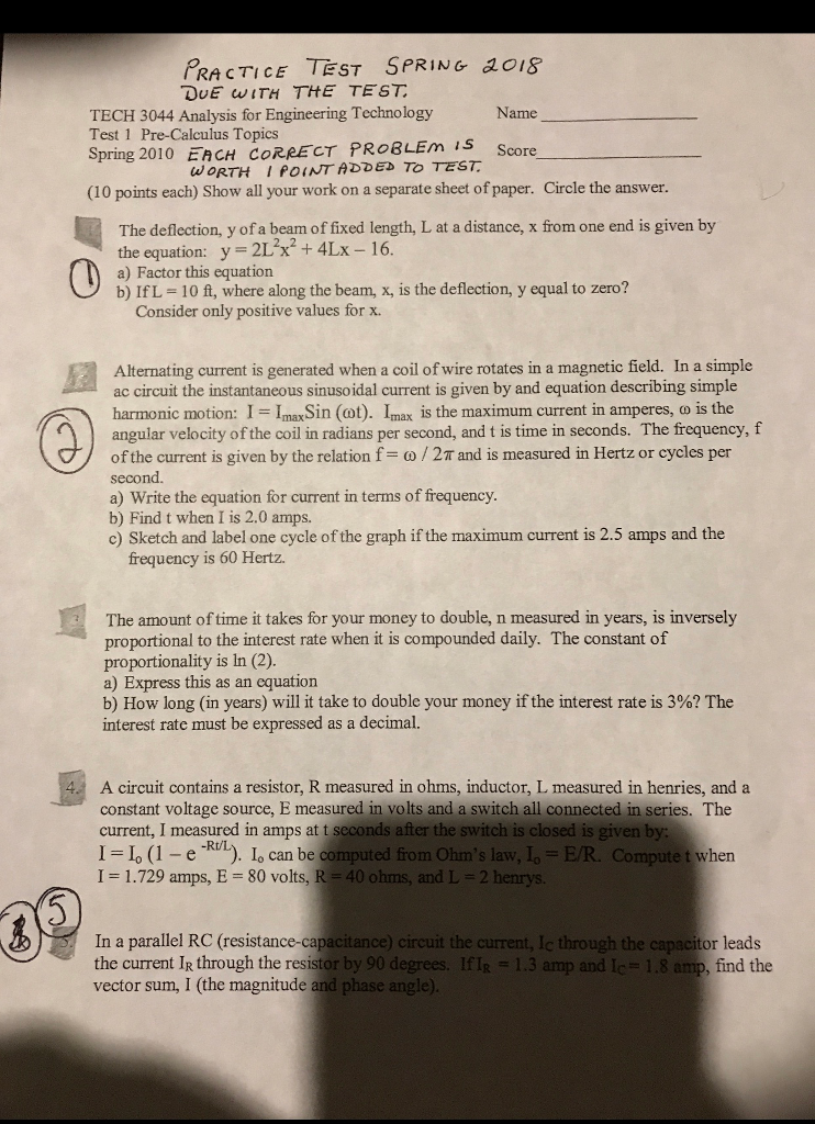 Solved PRACTICE TEST SPRING OIS DUE WITH THE TEST TECH 3044 | Chegg.com