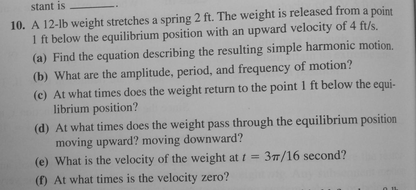 solved-a-12-lb-weight-stretches-a-spring-2-ft-the-weight-is-chegg