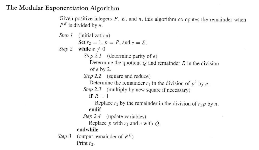 Solved The Modular Exponentiation Algorithm Given Positive | Chegg.com