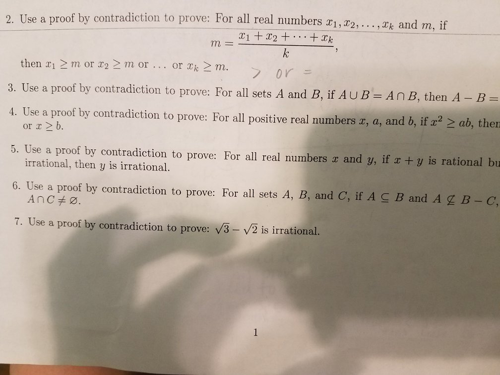 Solved USE A PROOF BY CONTRADICTION TO PROVE... NUMBER | Chegg.com