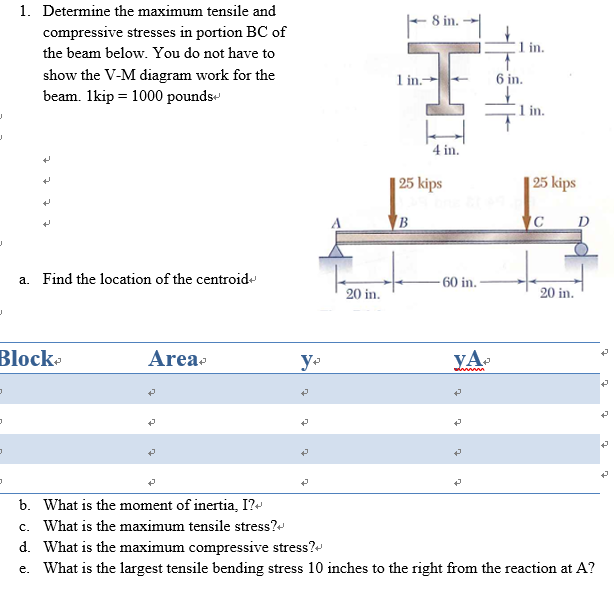 Solved 1. Determine the maximum tensile and compressive | Chegg.com